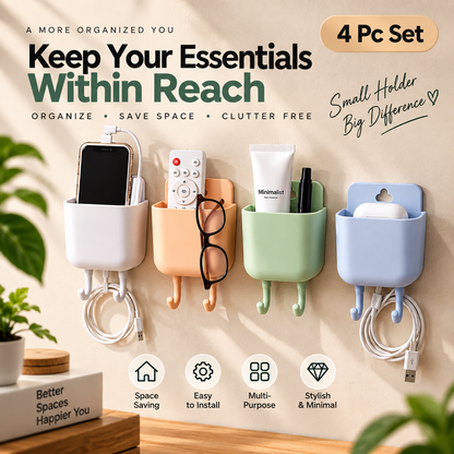 Wall-Mounted Mobile Charging Holder – 4 Pc Set