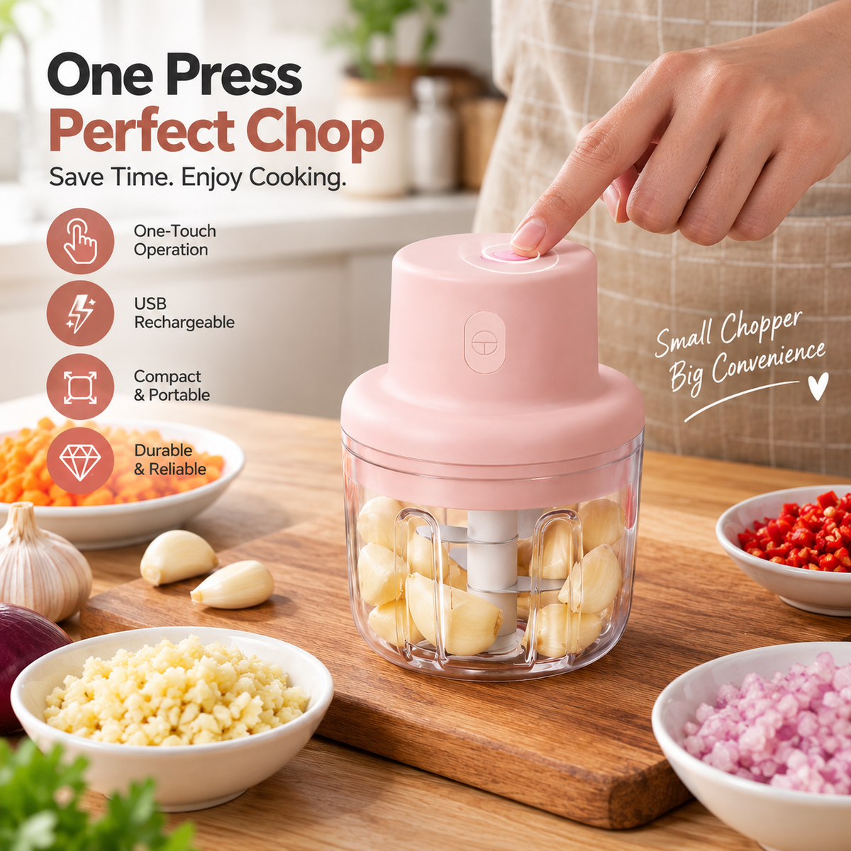 Mini Electric Garlic Chopper – 250ml